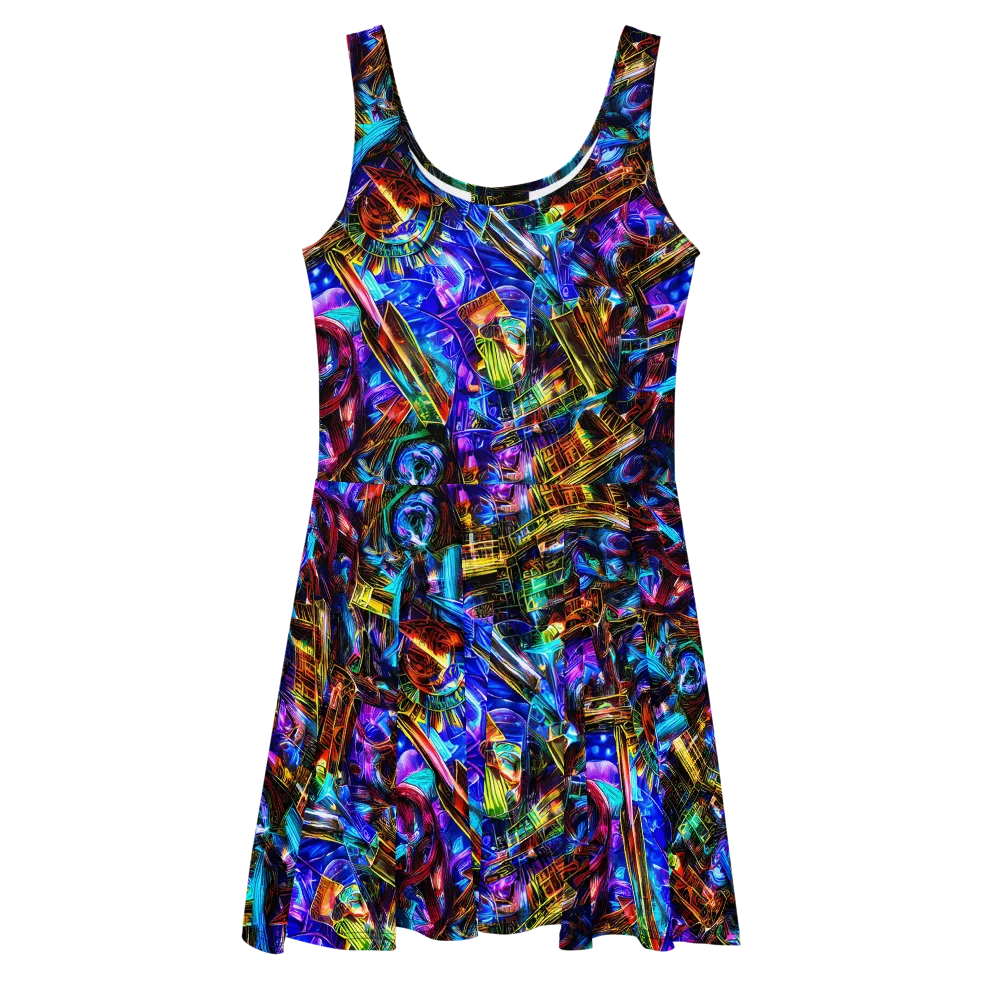 Cyber Flux on Skater Dress — Front