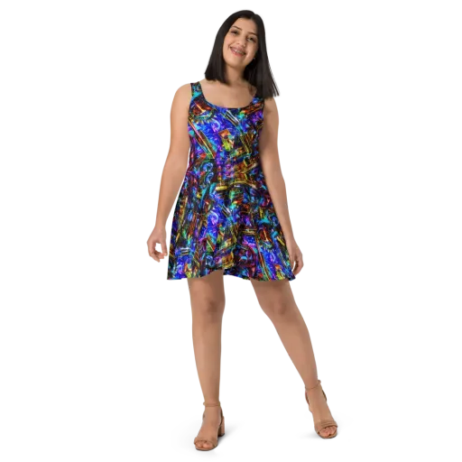 Cyber Flux on a Skater Dress