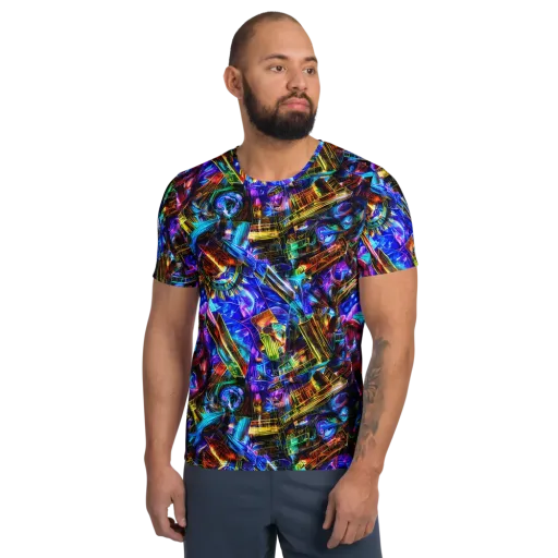 Cyber Flux on a Men's Athletic T-Shirt