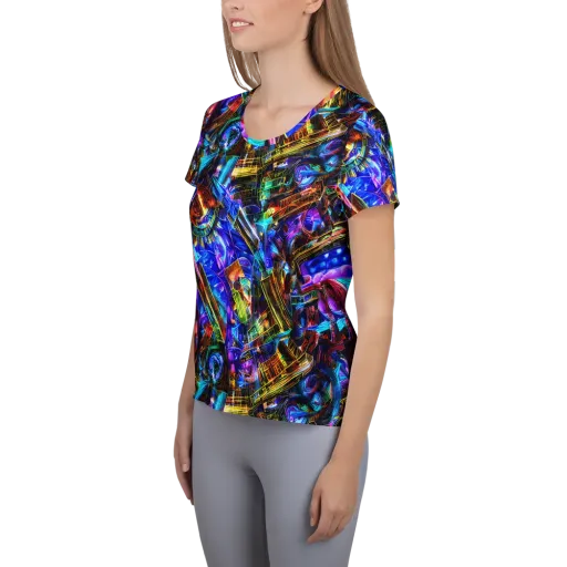 Cyber Flux on a Women's Athletic T-Shirt