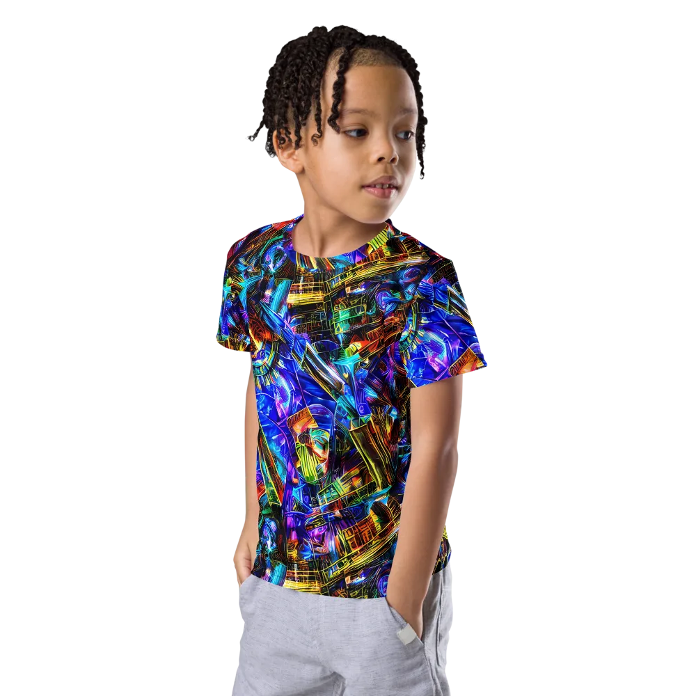 Cyber Flux on Kids Crew Neck T-Shirt — Left Front