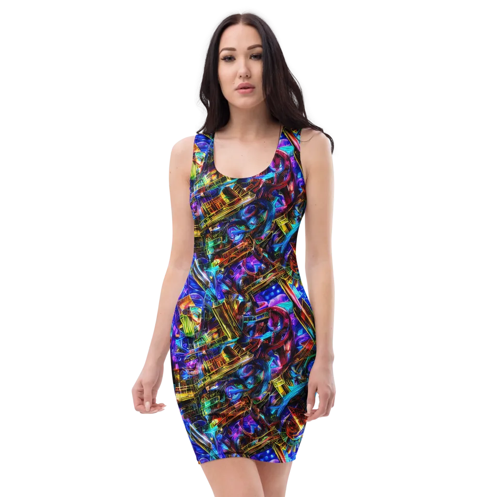 Cyber Flux on Bodycon Dress — Front