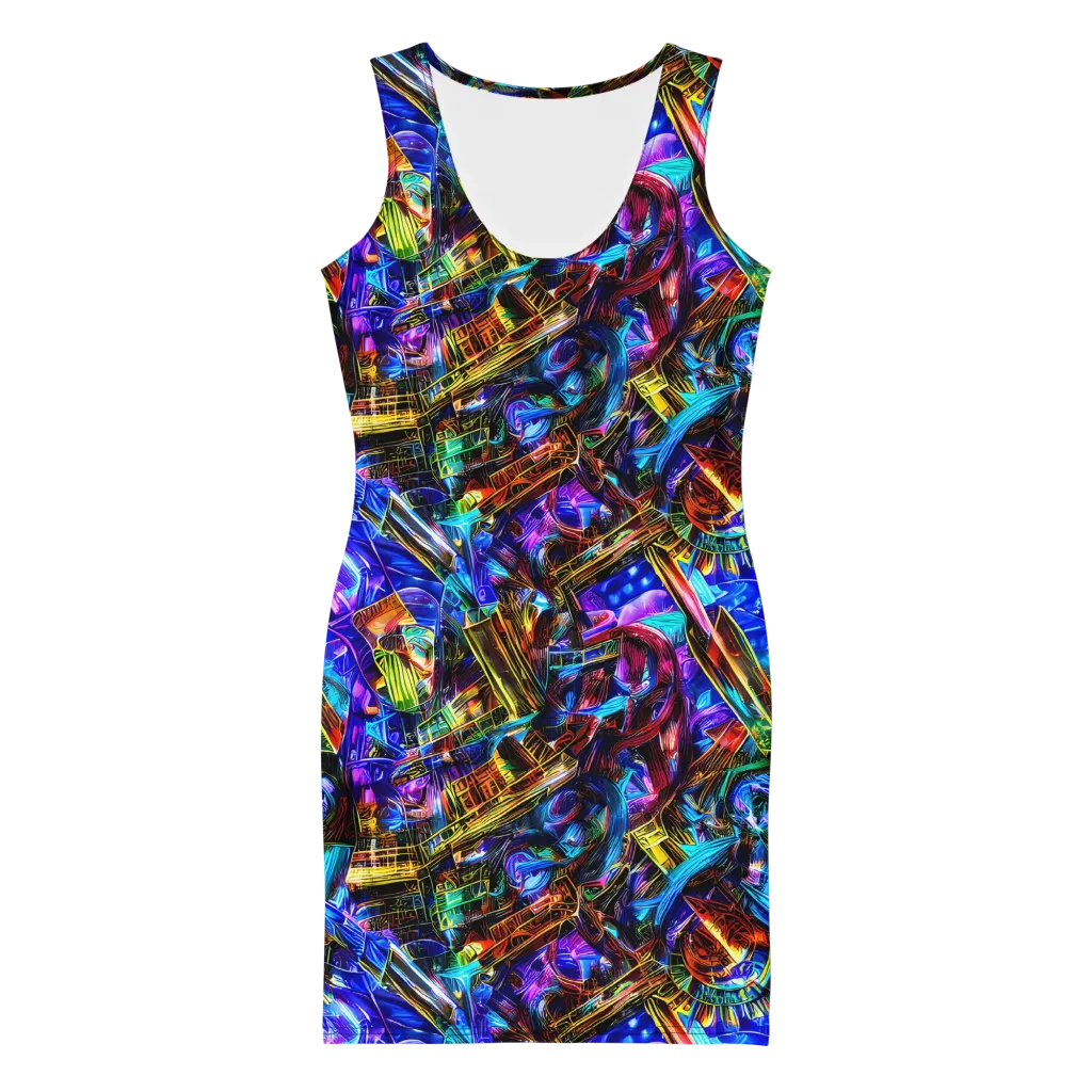 Cyber Flux on Bodycon Dress — Front