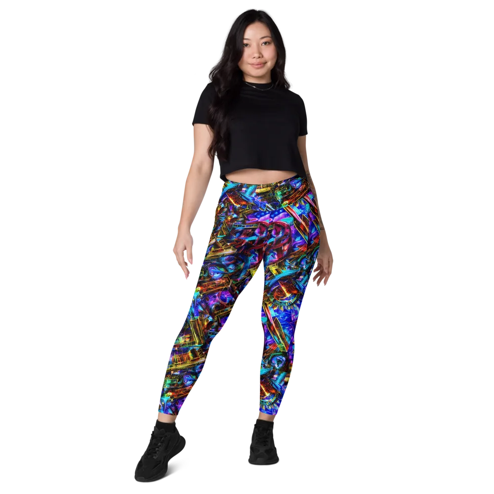 Cyber Flux on Leggings with Pockets — Front