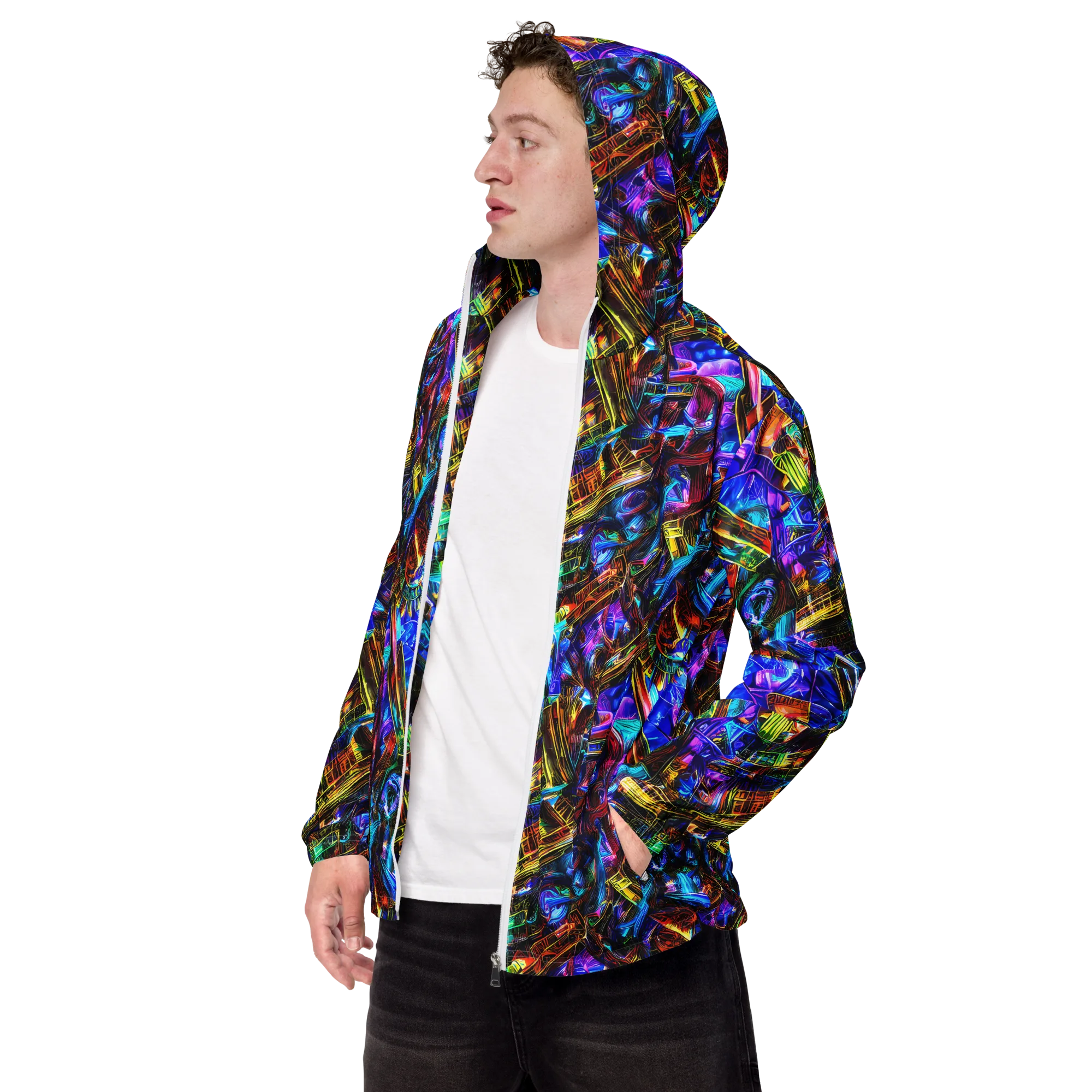 Cyber Flux on Men's Windbreaker — Left Front