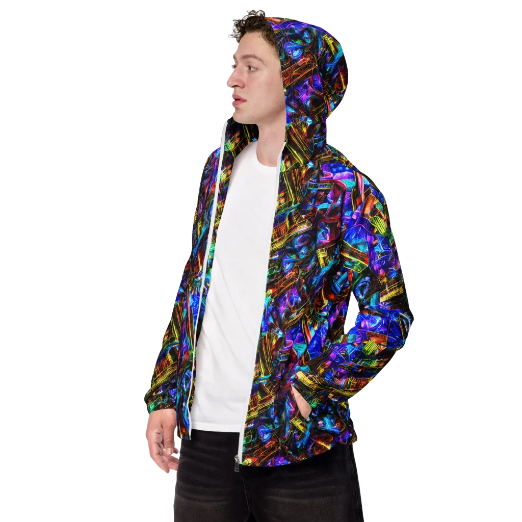 Cyber Flux on Men's Windbreaker — Left Front