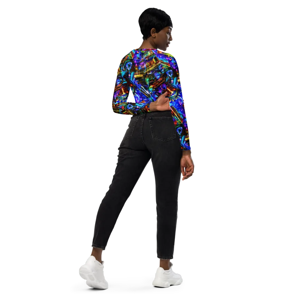 Cyber Flux on Long Sleeve Crop Top — Right Back