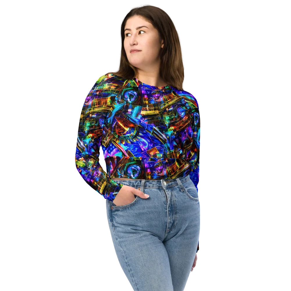 Cyber Flux on Long Sleeve Crop Top — Front