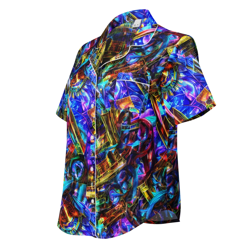 Cyber Flux on Women's Short Sleeve Pajama Top — Left Front