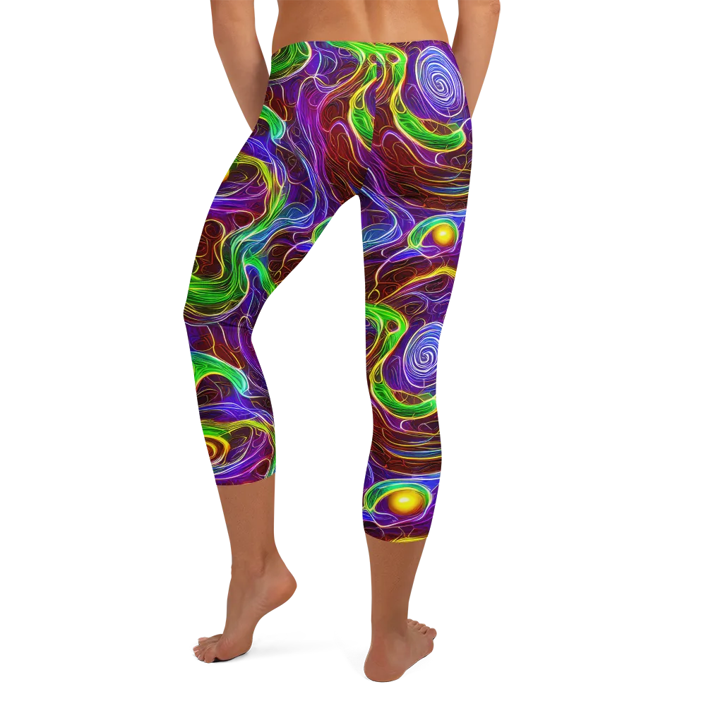 Purple Paradox on Capri Leggings — Back