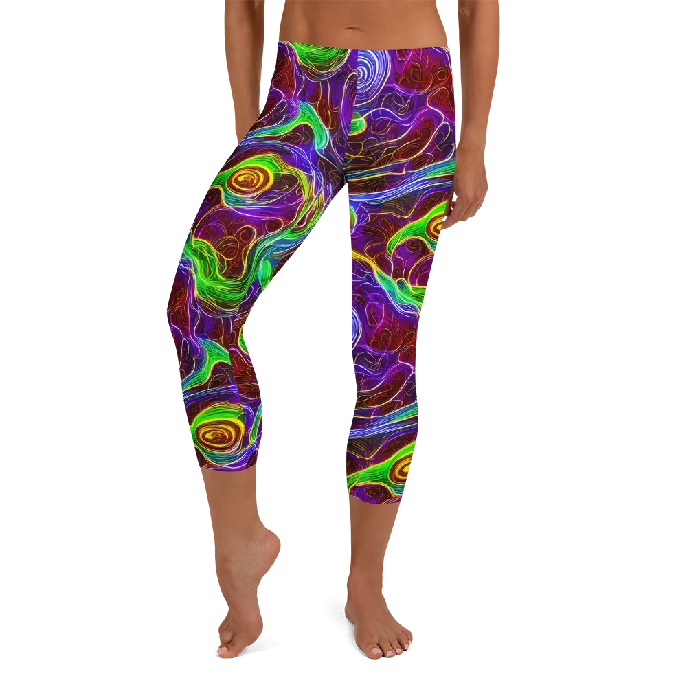 Purple Paradox on Capri Leggings — Front