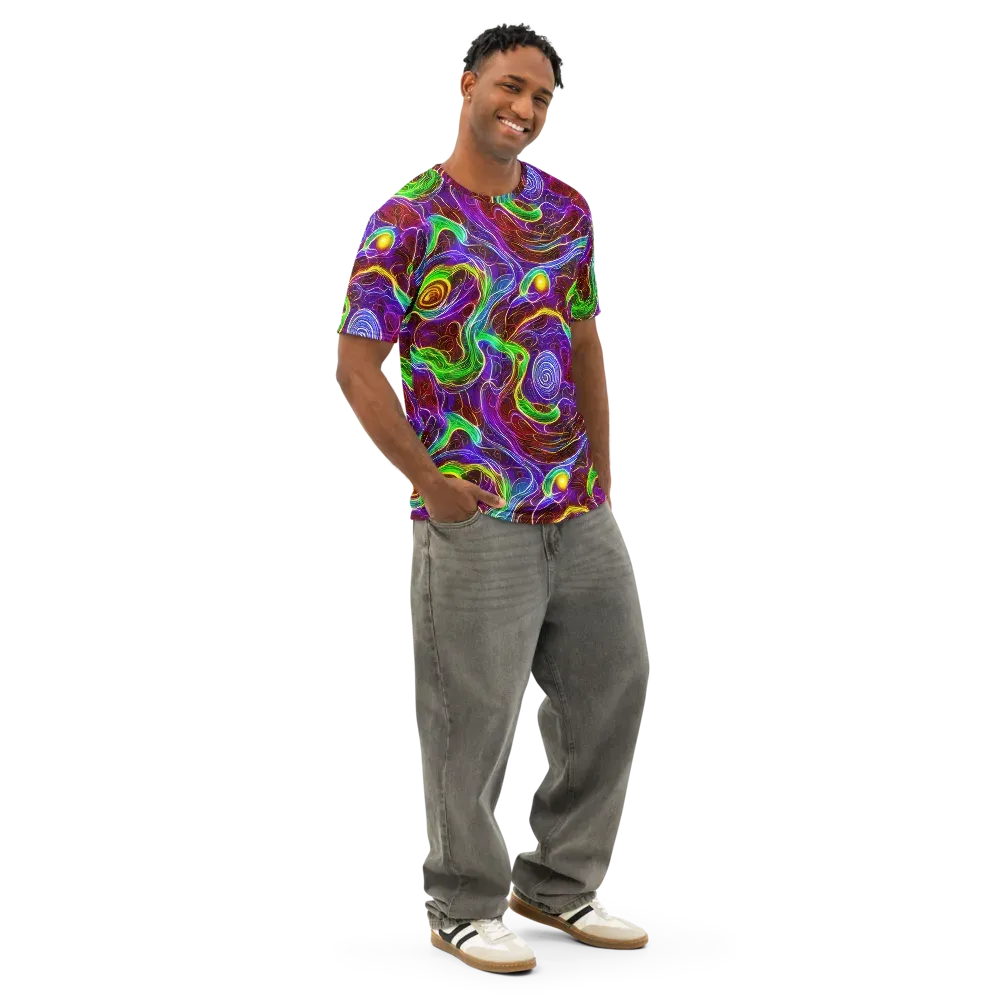 Purple Paradox on Men's Cotton Crew Neck T-Shirt — Right Front