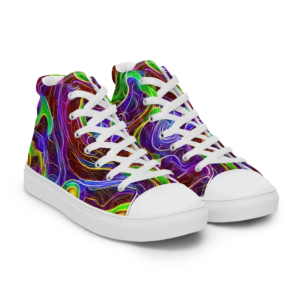 Purple Paradox on Men's High Top Canvas Shoes — Right Front