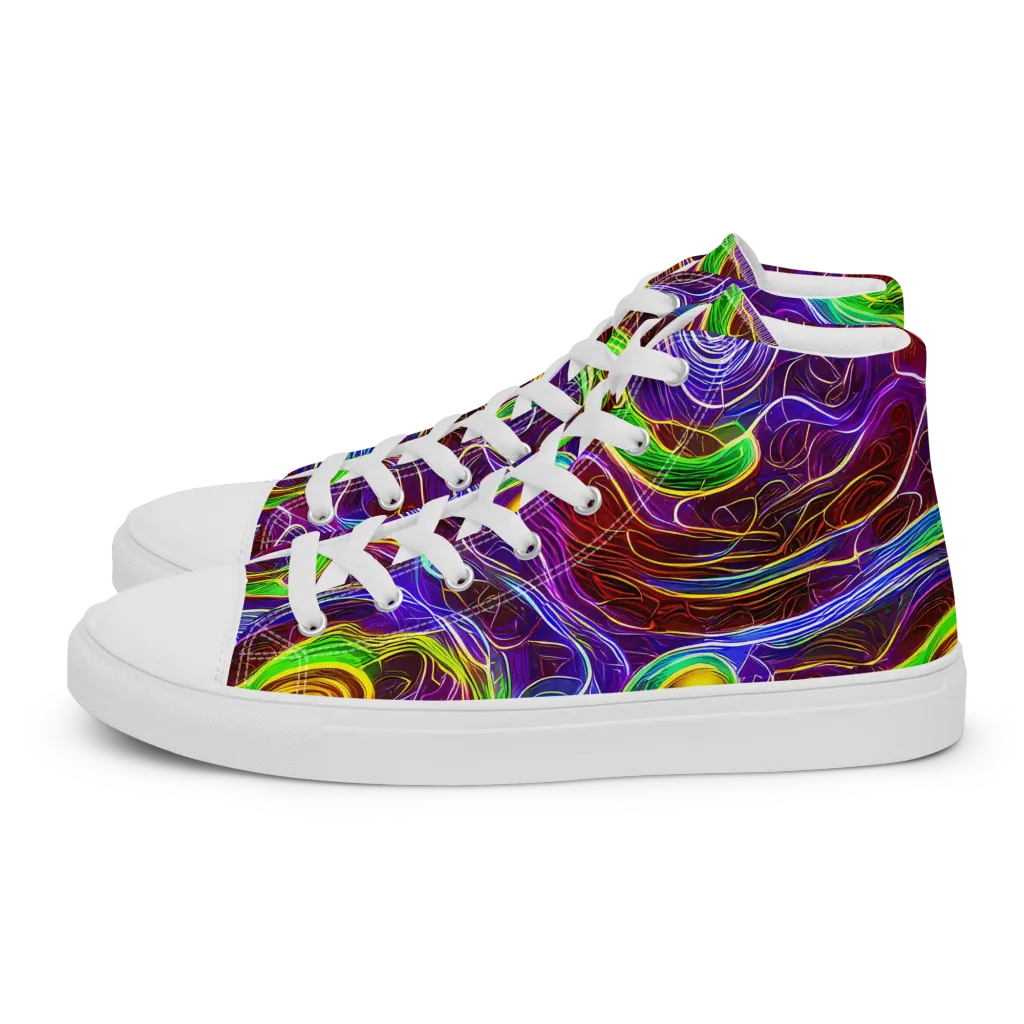 Purple Paradox on Men's High Top Canvas Shoes — Left