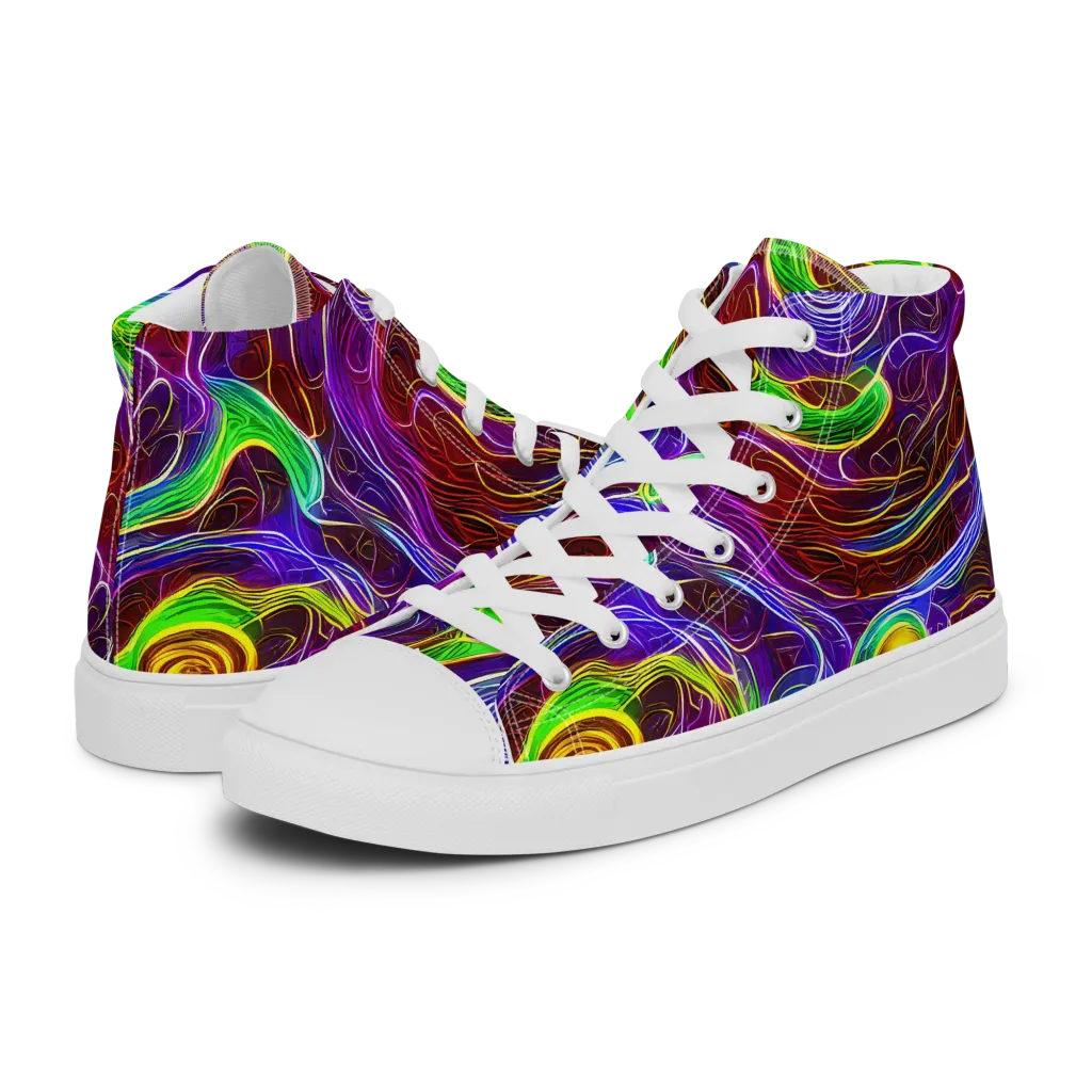 Purple Paradox on Men's High Top Canvas Shoes — Left