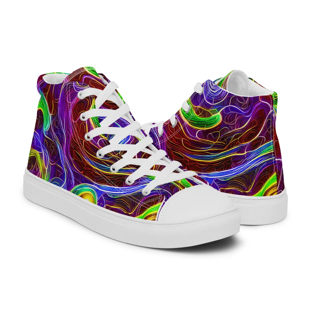 Purple Paradox on Men's High Top Canvas Shoes — Right