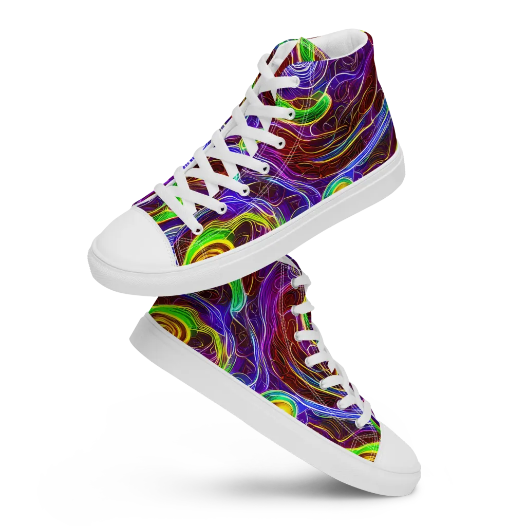 Purple Paradox on Men's High Top Canvas Shoes — Front
