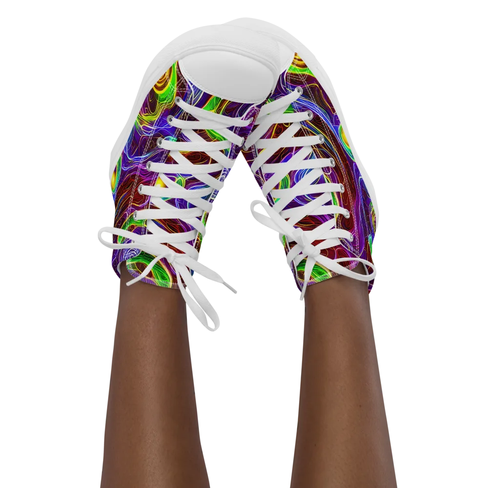 Purple Paradox on Women's High Top Canvas Shoes — Front