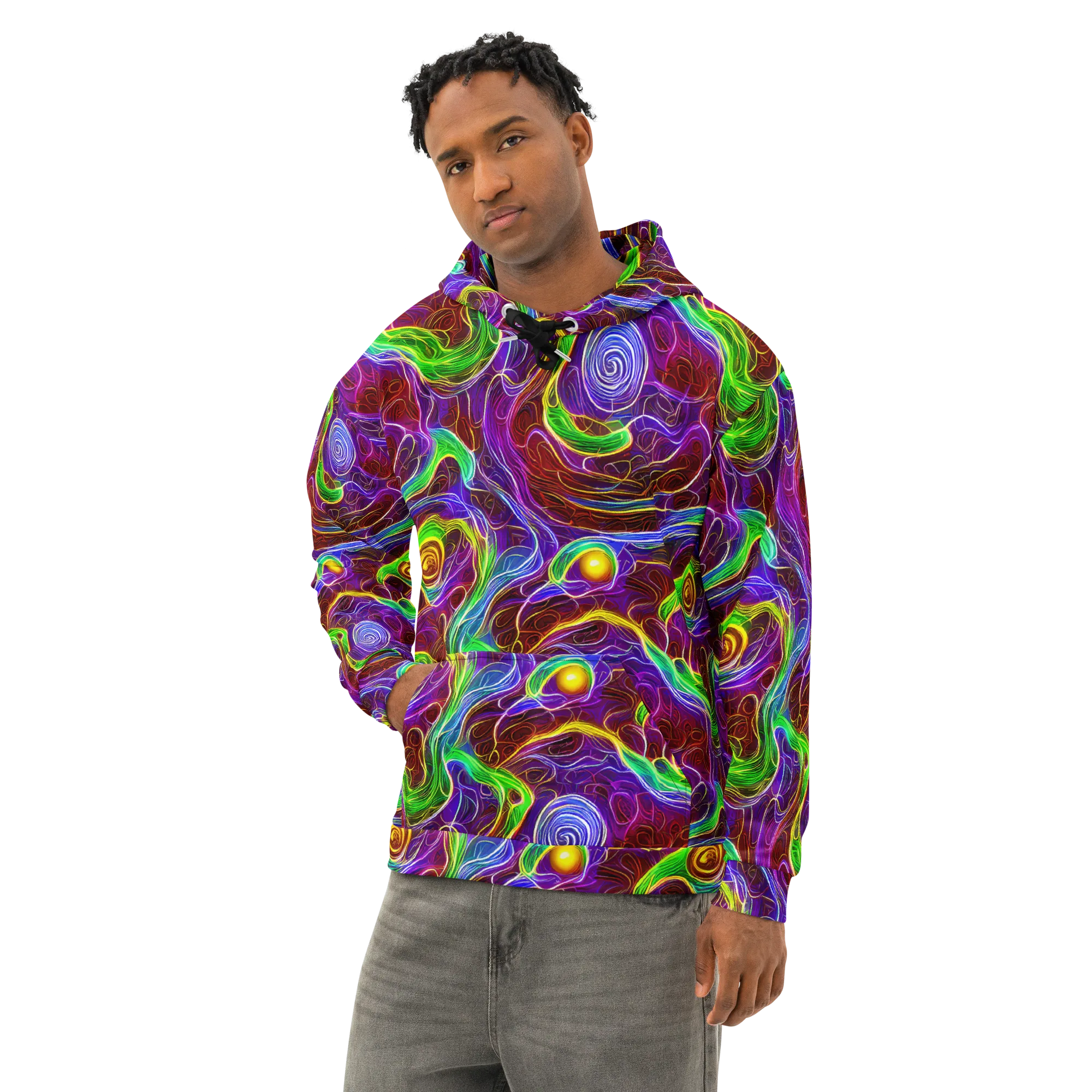 Purple Paradox on Cotton Hoodie — Left Front