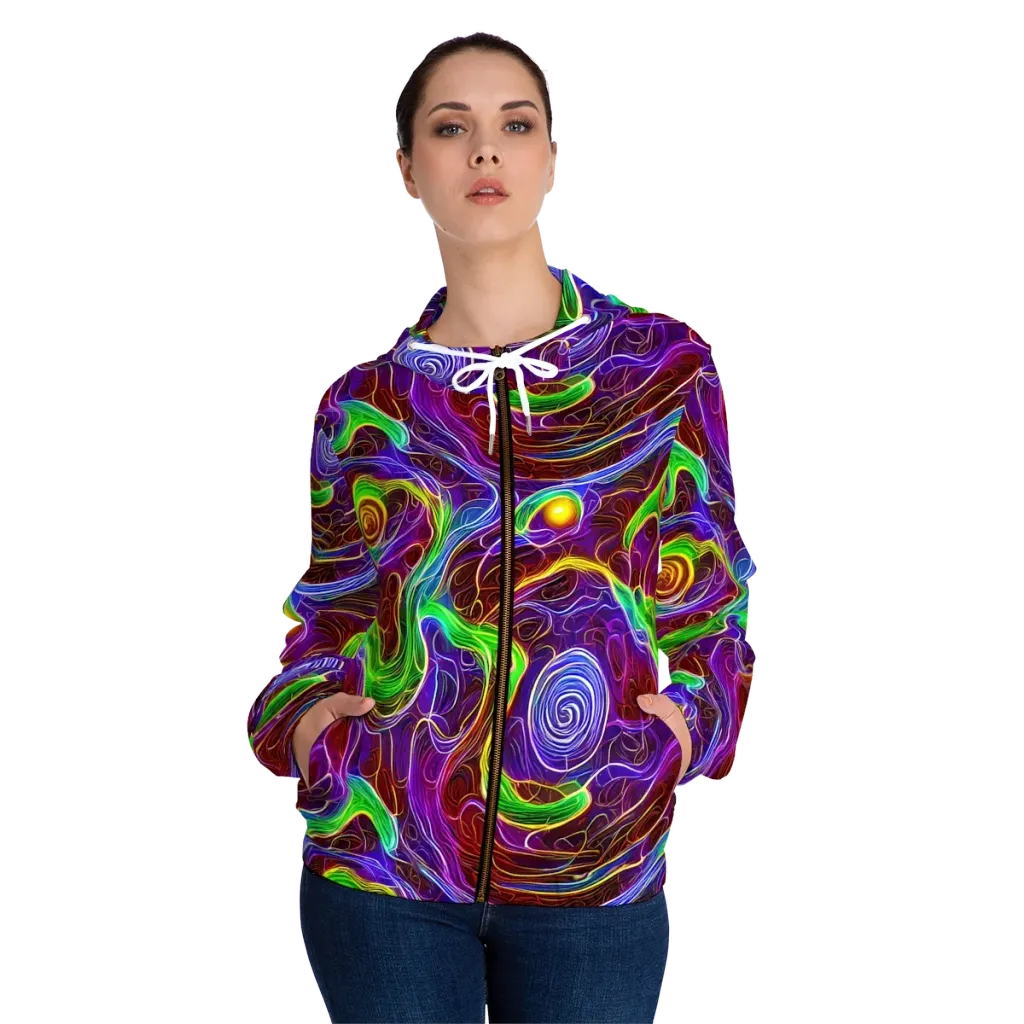 Purple Paradox on Women's Full-Zip Hoodie — Front On Person