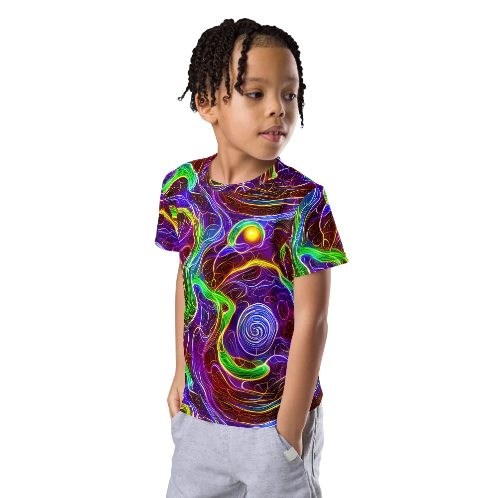 Purple Paradox on Kids Crew Neck T-Shirt — Left Front