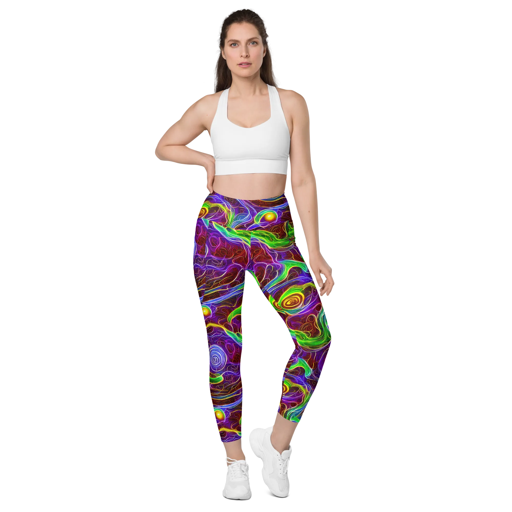 Purple Paradox on Leggings with Pockets — Front