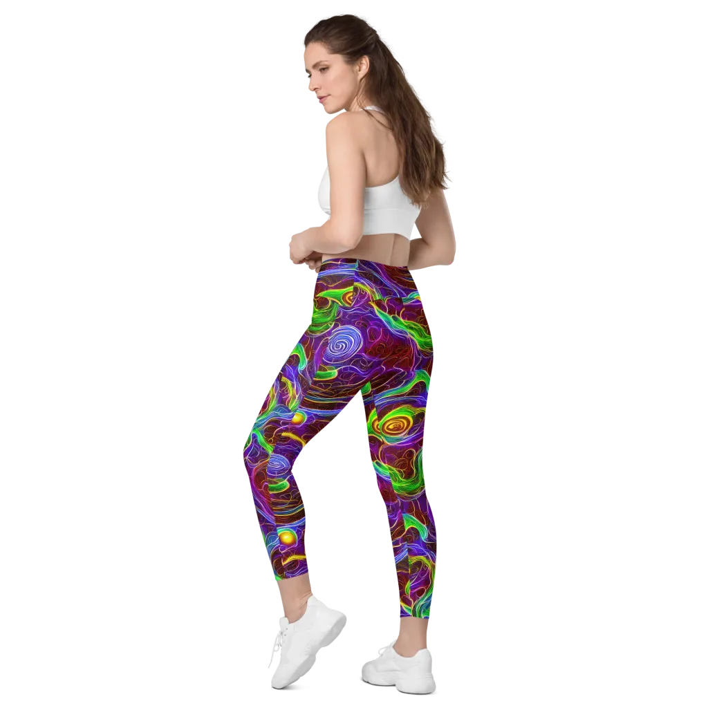 Purple Paradox on Leggings with Pockets — Left Back