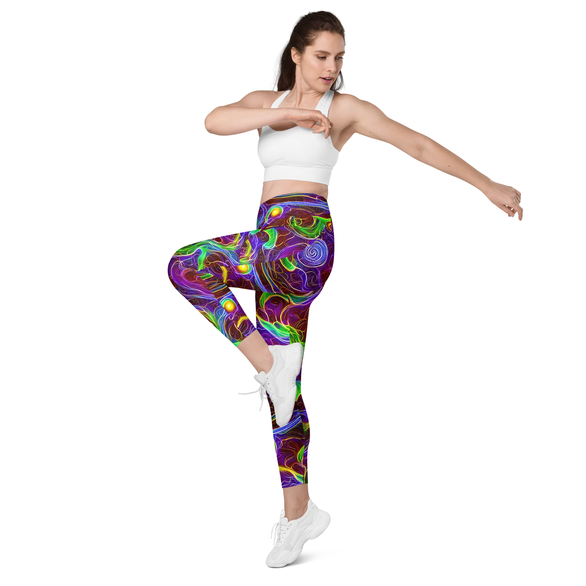 Purple Paradox on Leggings with Pockets — Left Front