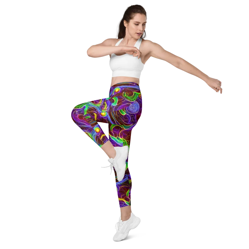 Purple Paradox on Leggings with Pockets — Left Front