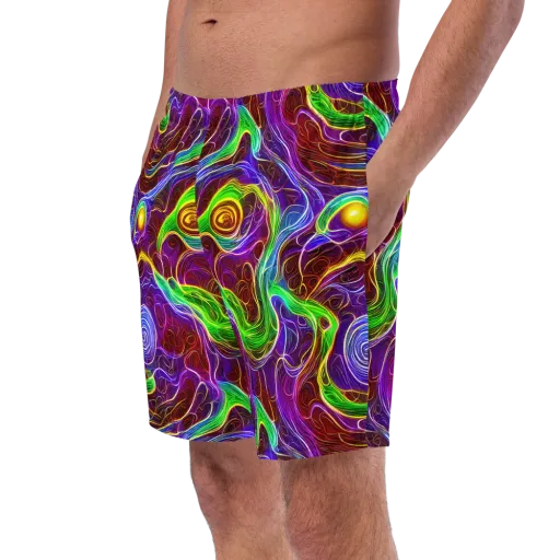 Purple Paradox on a Swim Trunks