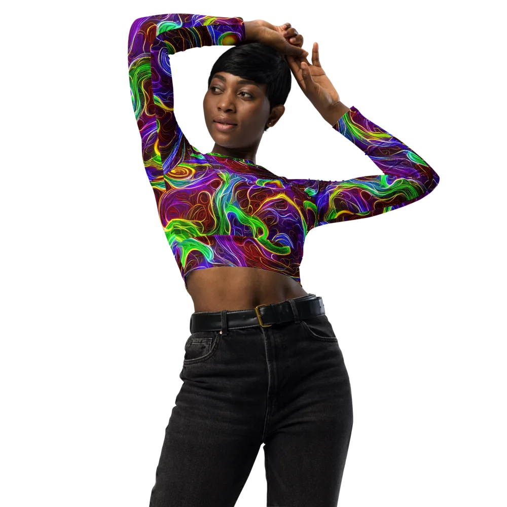 Purple Paradox on Long Sleeve Crop Top — Front