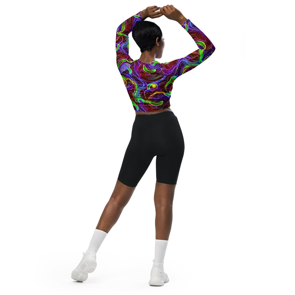 Purple Paradox on Long Sleeve Crop Top — Back