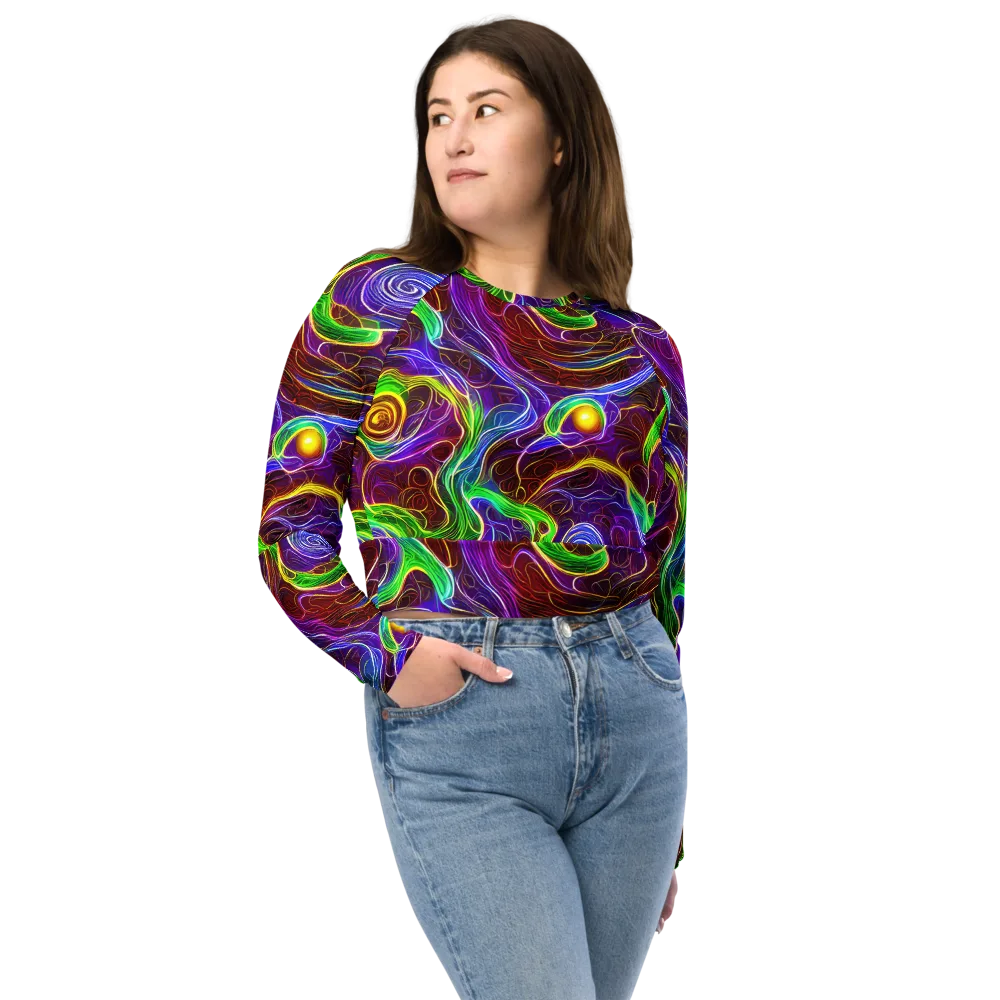 Purple Paradox on Long Sleeve Crop Top — Front