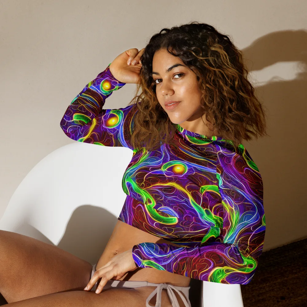 Purple Paradox on Long Sleeve Crop Top — Left Front