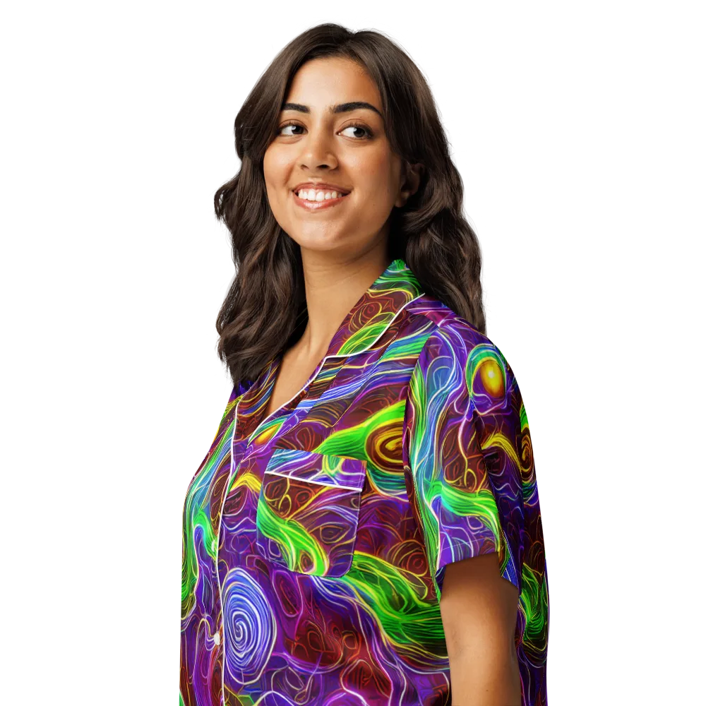 Purple Paradox on Women's Short Sleeve Pajama Top — Left Front