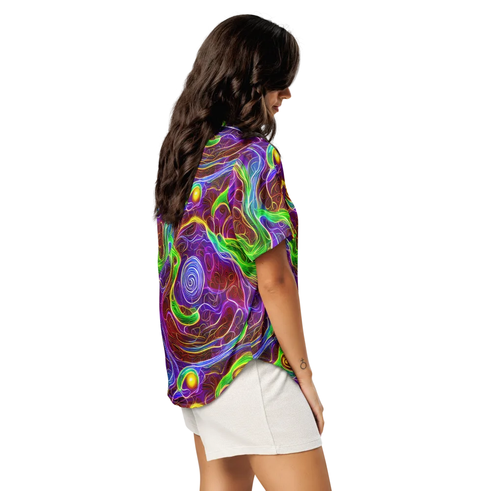 Purple Paradox on Women's Short Sleeve Pajama Top — Right Back