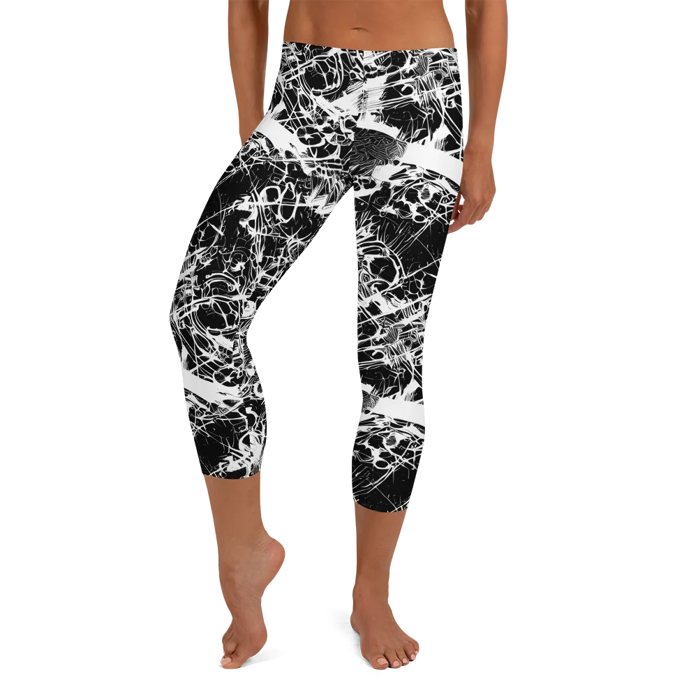 Obsidian Sketch on Capri Leggings — Front
