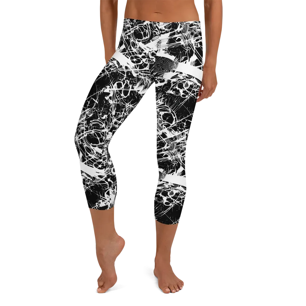 Obsidian Sketch on Capri Leggings — Front