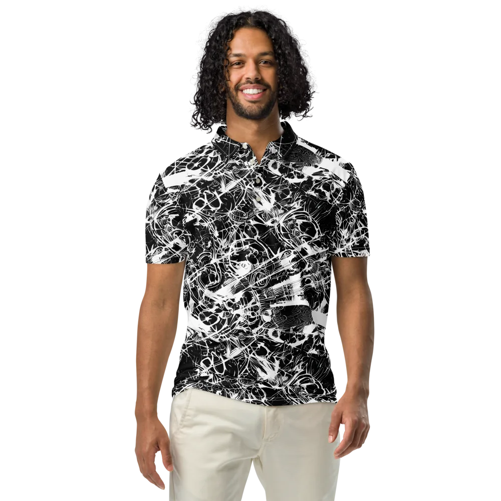Obsidian Sketch on Men's Slim Fit Polo Shirt — Front