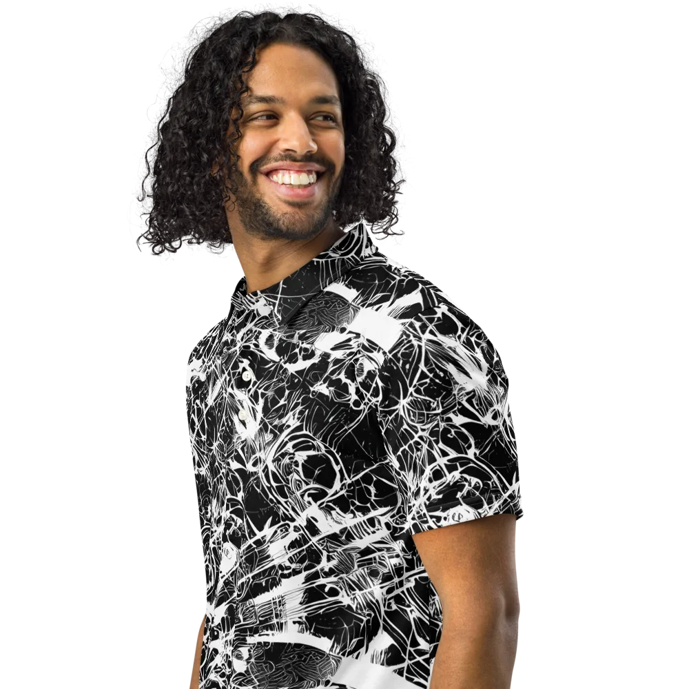 Obsidian Sketch on Men's Slim Fit Polo Shirt — Left Front