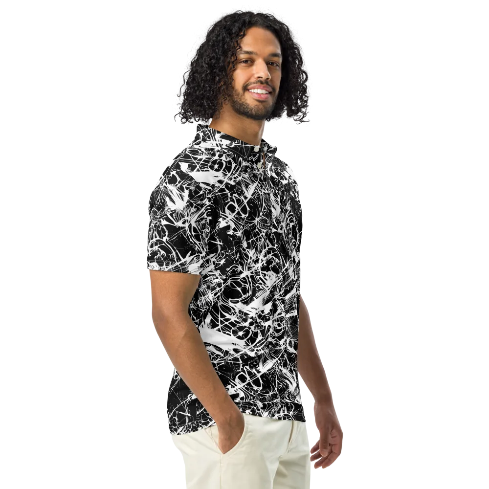 Obsidian Sketch on Men's Slim Fit Polo Shirt — Right Front