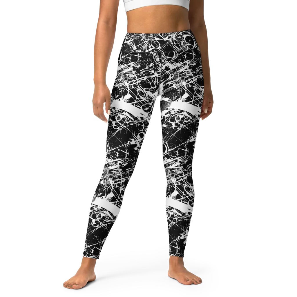 Obsidian Sketch on Yoga Leggings — Front