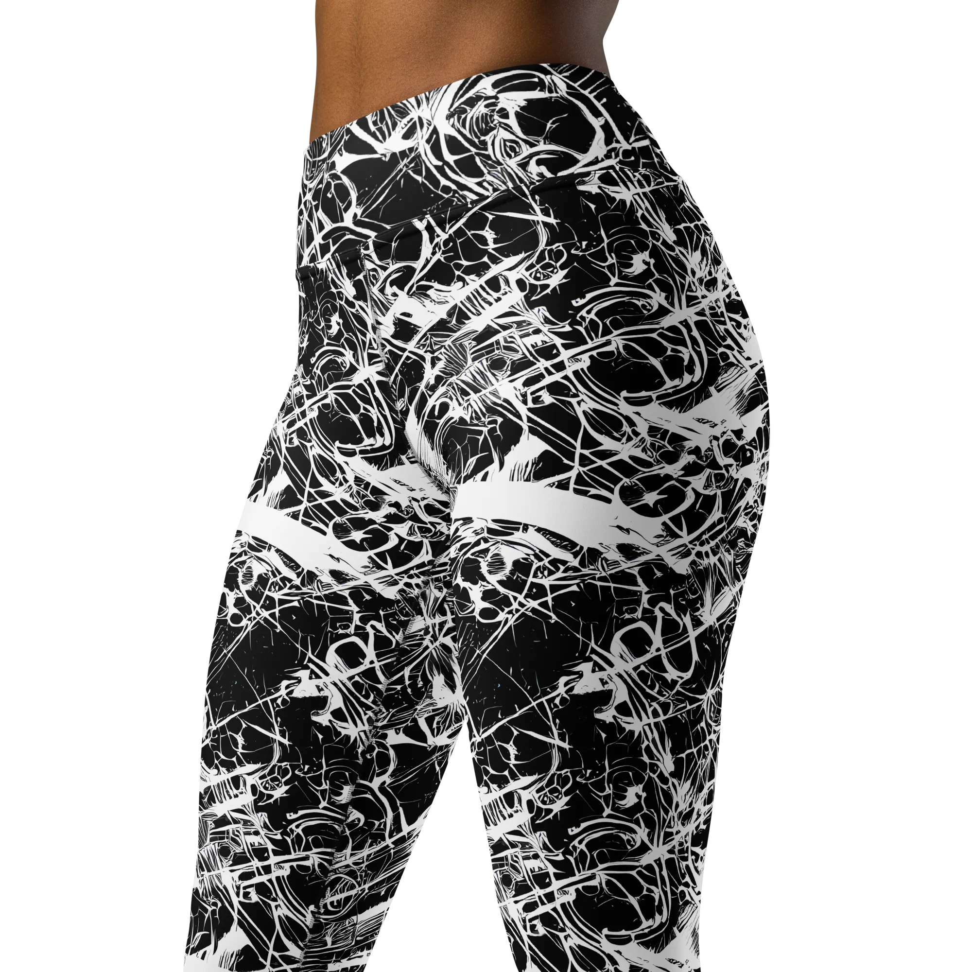 Obsidian Sketch on Yoga Leggings — Left Front
