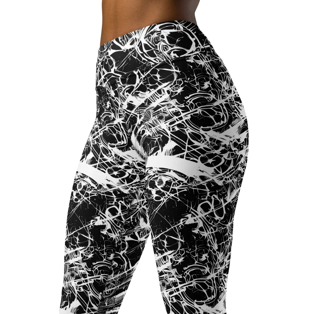 Obsidian Sketch on Yoga Leggings — Left Front