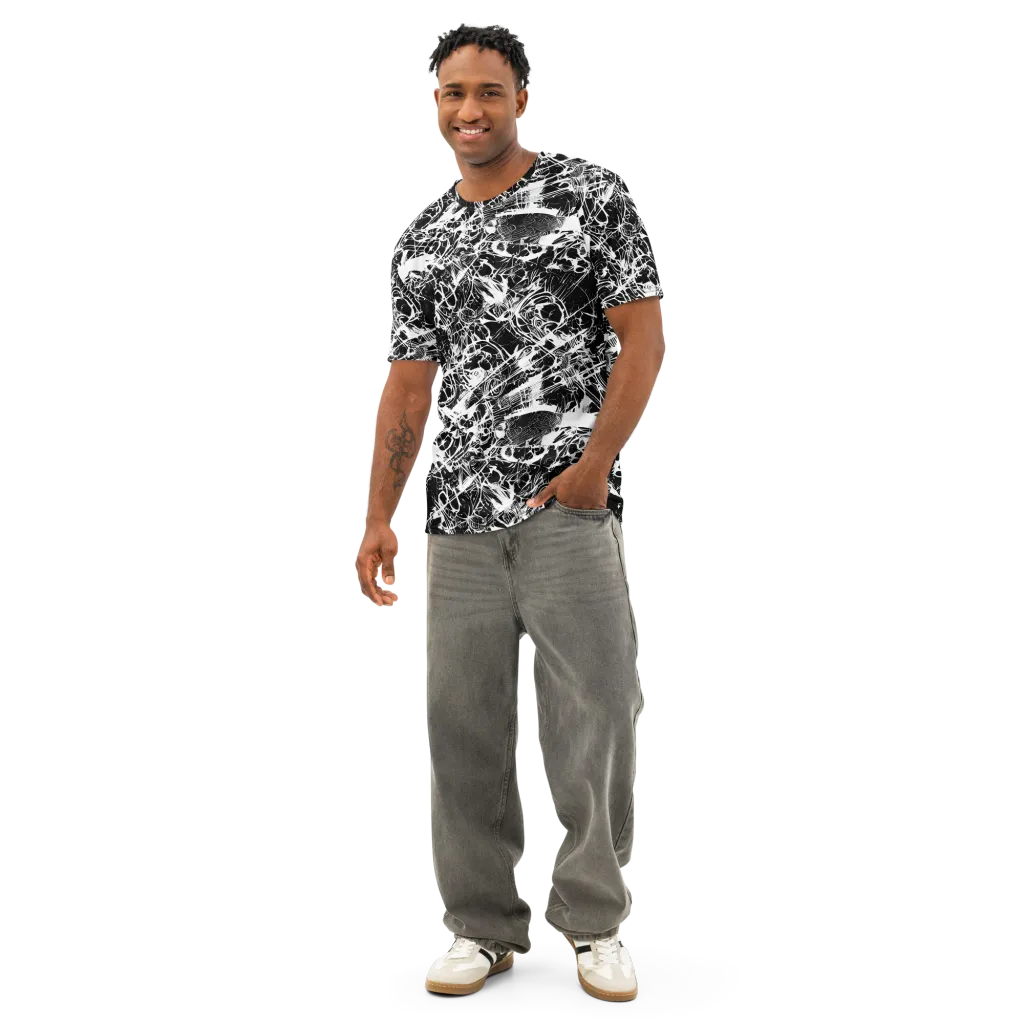 Obsidian Sketch on Men's Cotton Crew Neck T-Shirt — Front