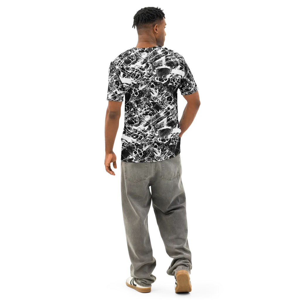 Obsidian Sketch on Men's Cotton Crew Neck T-Shirt — Back