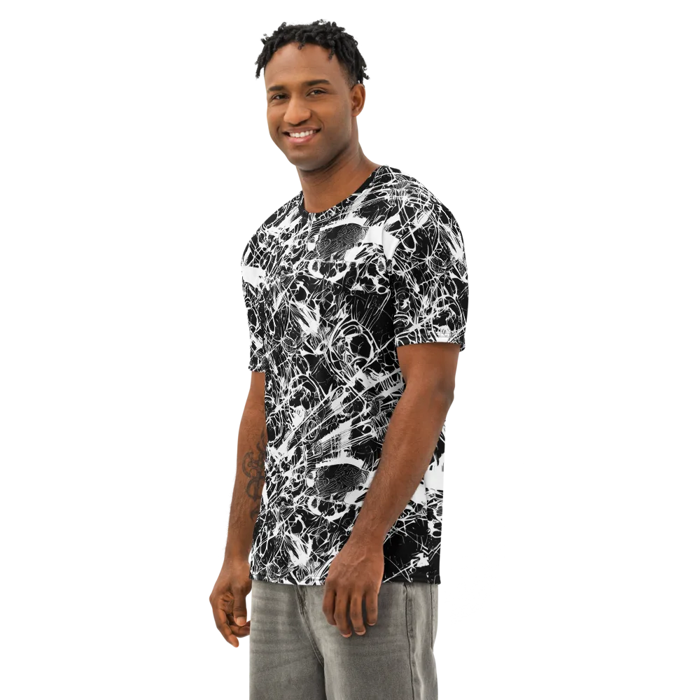 Obsidian Sketch on Men's Cotton Crew Neck T-Shirt — Left Front