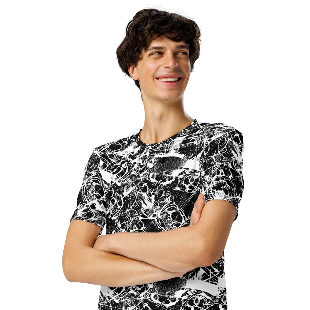 Obsidian Sketch on Men's Crew Neck T-Shirt — Left Front