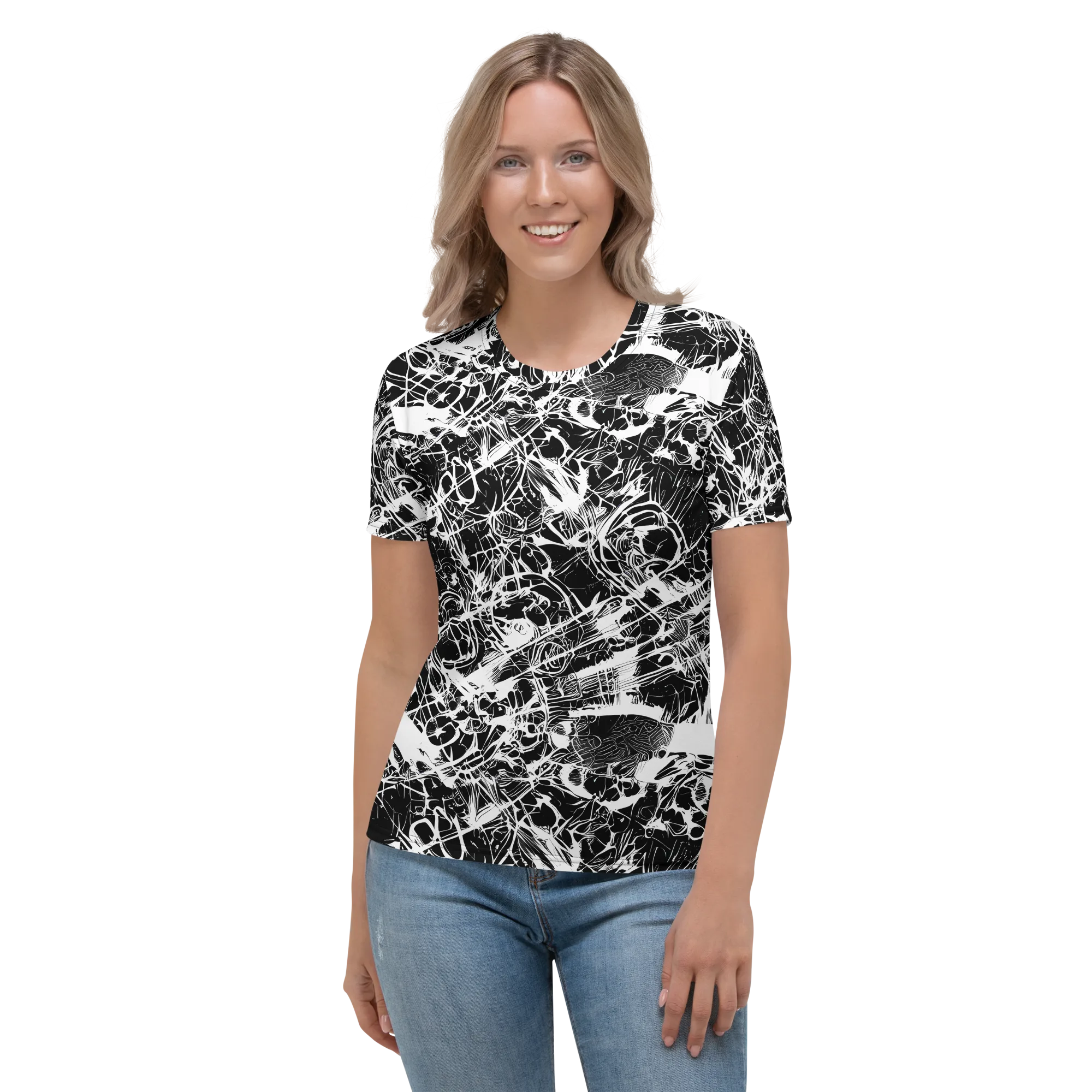 Obsidian Sketch on Women's Crew Neck T-Shirt — Front