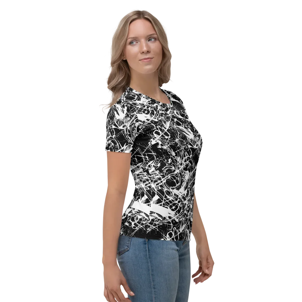 Obsidian Sketch on Women's Crew Neck T-Shirt — Right